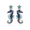 1 Pair Cartoon Style Cute Hippocampus Enamel Zinc Alloy Rhinestones Drop Earrings