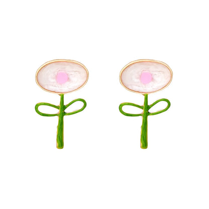 1 Pair Cartoon Style Cute Leaf Flower Enamel Alloy Ear Studs