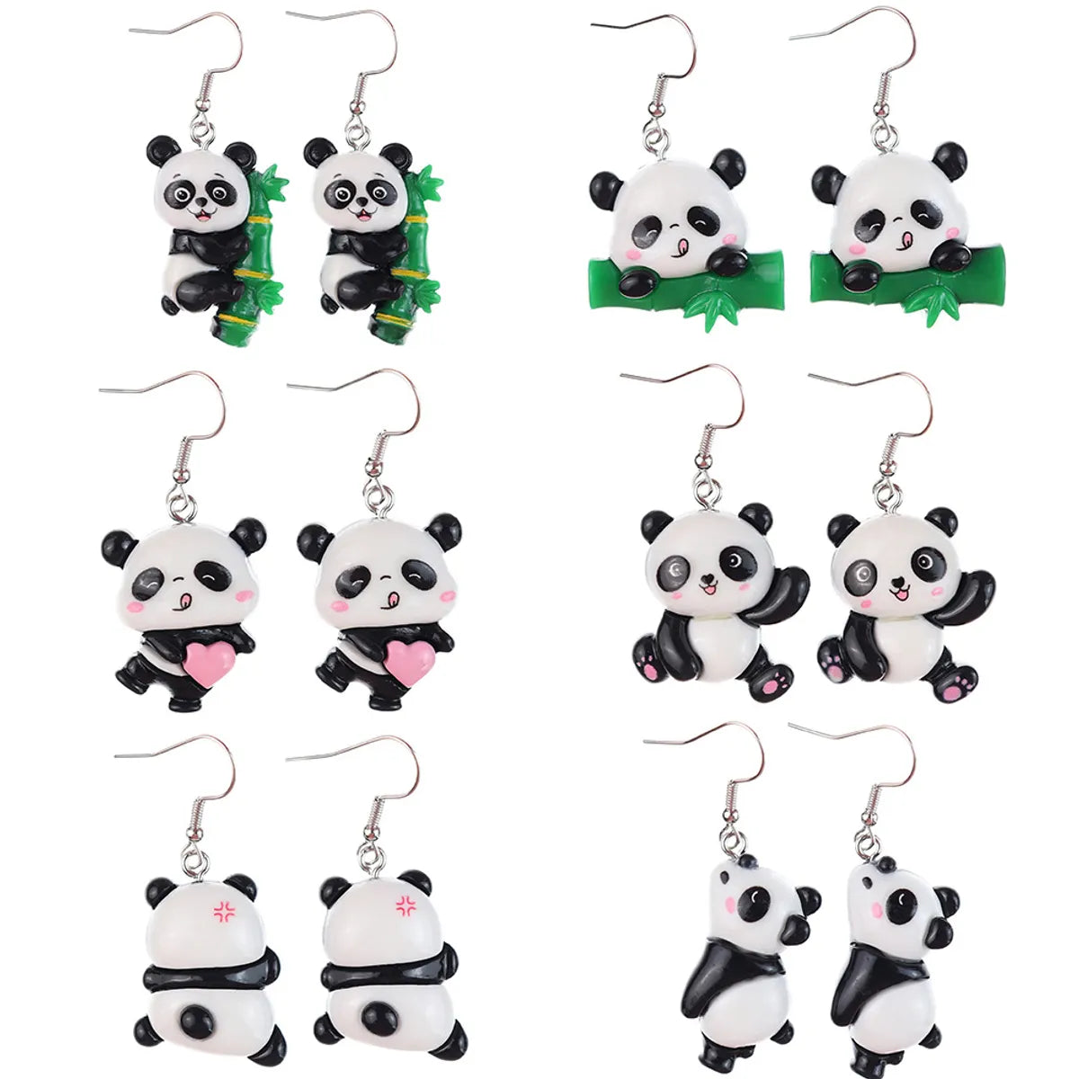 1 Pair Cartoon Style Cute Panda Plastic Drop Earrings