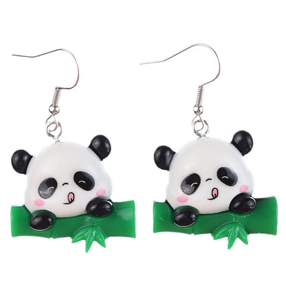 1 Pair Cartoon Style Cute Panda Plastic Drop Earrings