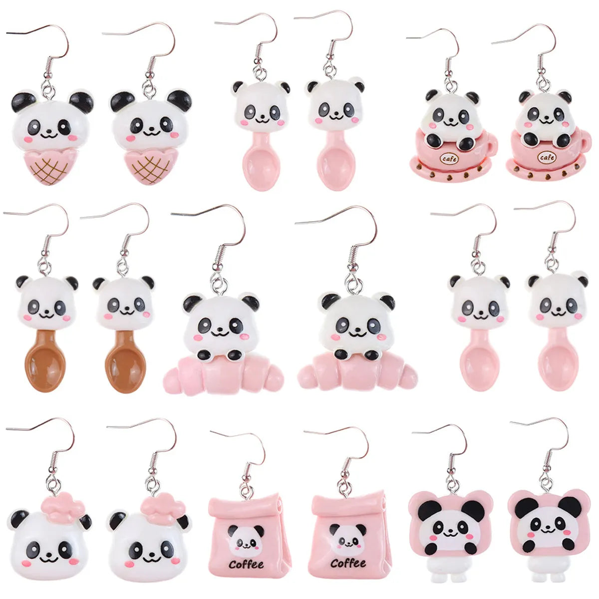 1 Pair Cartoon Style Cute Panda Plastic Drop Earrings