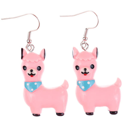 1 Pair Cartoon Style Cute Sheep Alpaca Plastic Drop Earrings