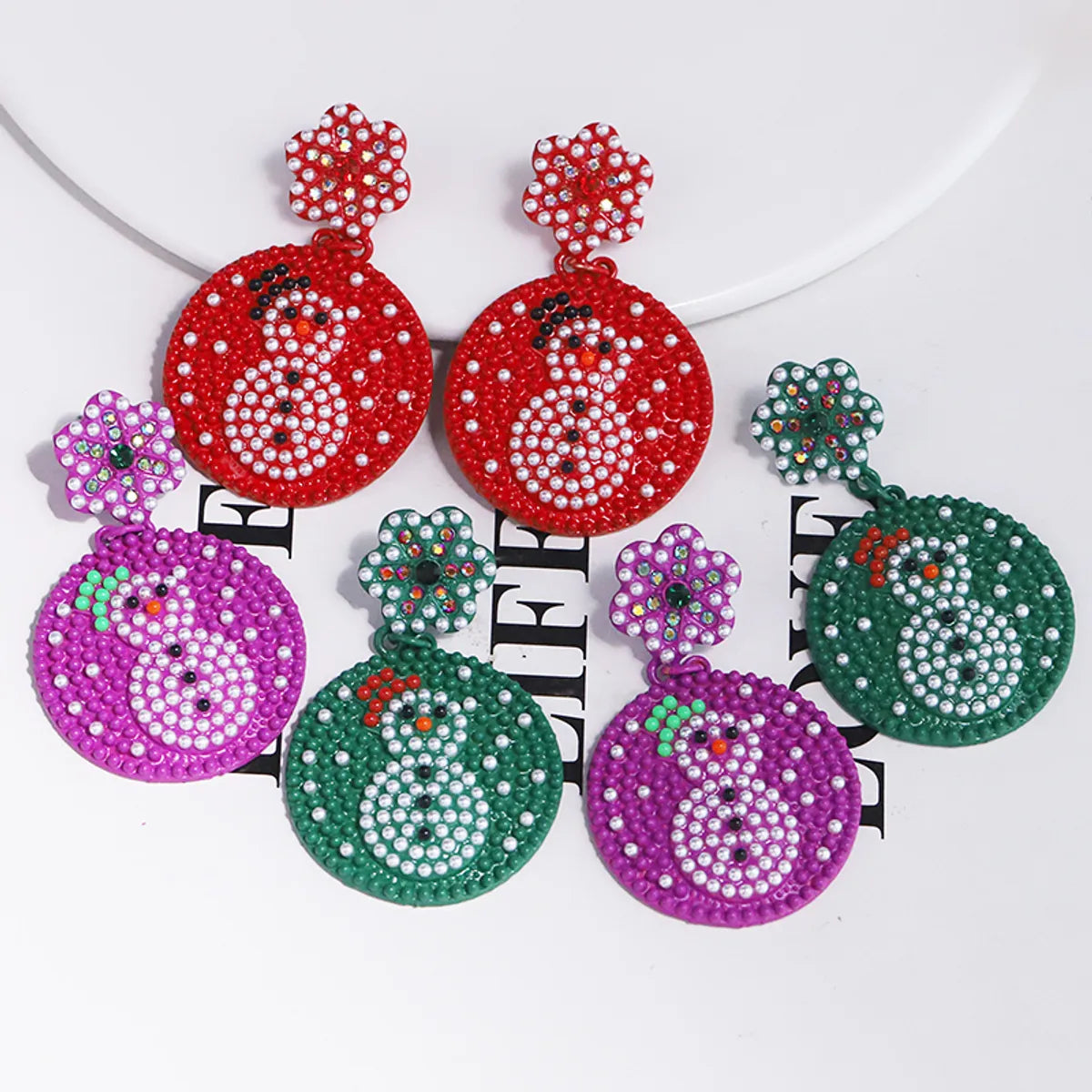 1 Pair Cartoon Style Cute Snowman Snowflake Alloy Drop Earrings