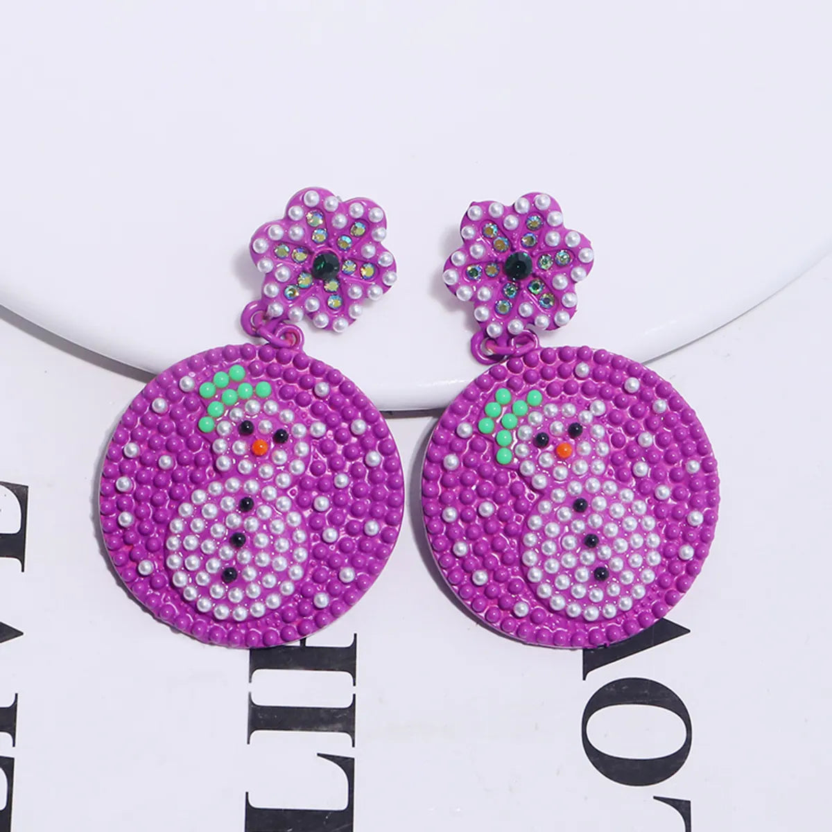 1 Pair Cartoon Style Cute Snowman Snowflake Alloy Drop Earrings