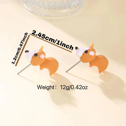 1 Pair Cartoon Style Dog Dinosaur Whale Enamel Alloy Ear Studs