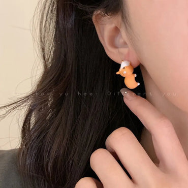 1 Pair Cartoon Style Dog Dinosaur Whale Enamel Alloy Ear Studs