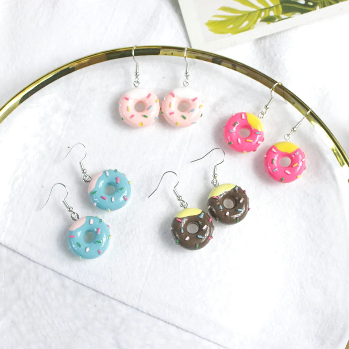 1 Pair Cartoon Style Donuts Plastic Resin Women's Drop Earrings