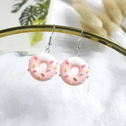 1 Pair Cartoon Style Donuts Plastic Resin Women's Drop Earrings