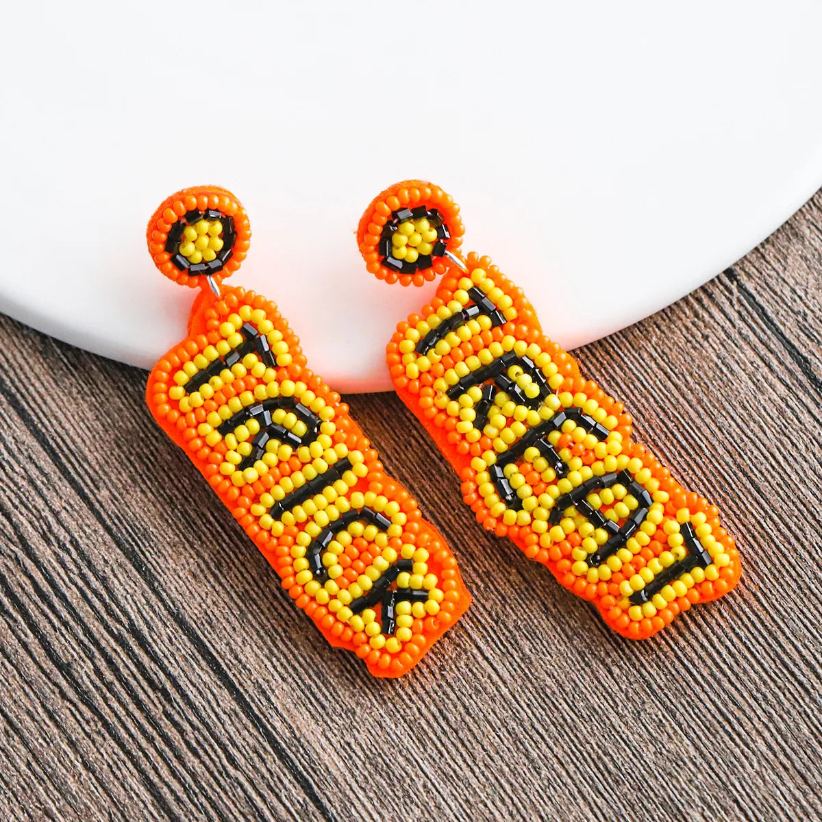 1 Pair Cartoon Style Exaggerated Funny Pumpkin Letter Ghost Handmade Plastic Resin Drop Earrings