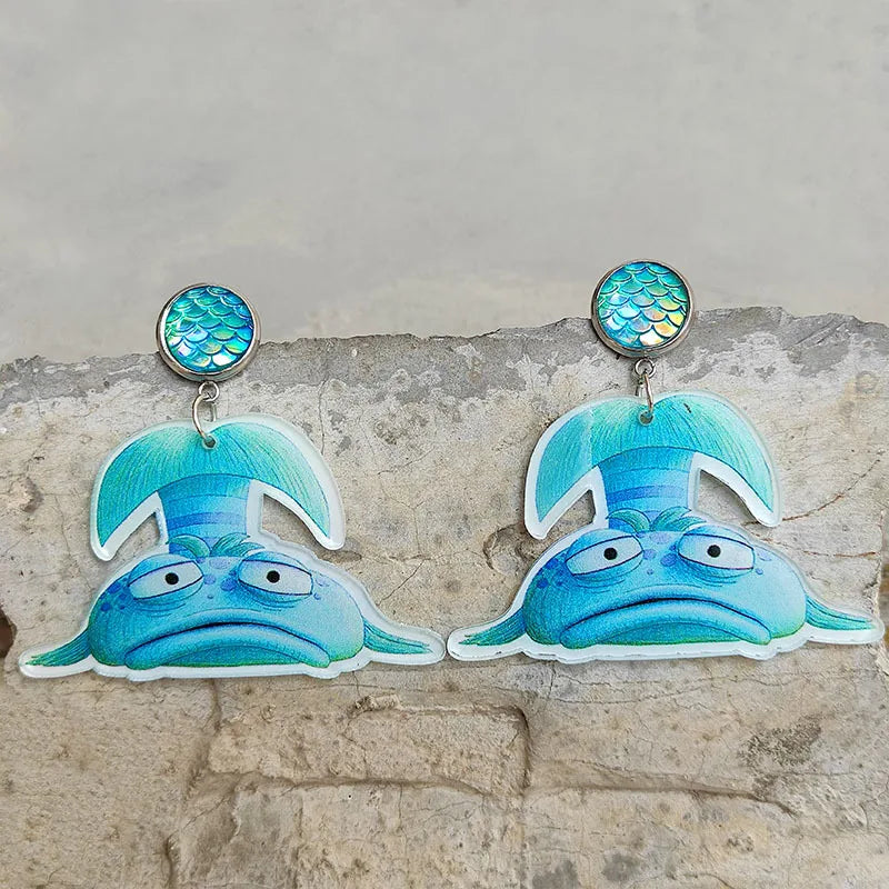 1 Pair Cartoon Style Fish Stainless Steel Arylic Drop Earrings