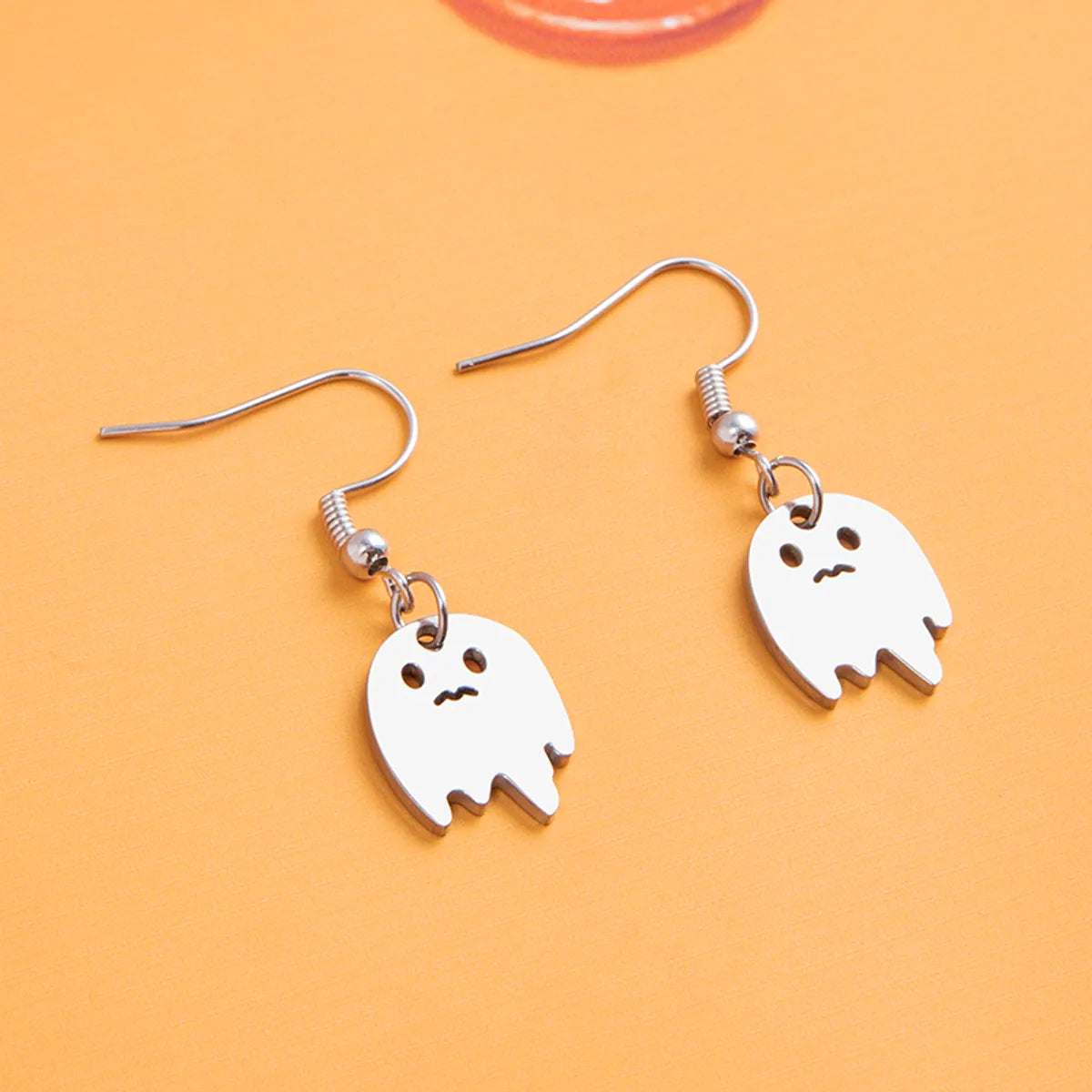 1 Pair Cartoon Style Funny Ghost Irregular Stainless Steel Drop Earrings