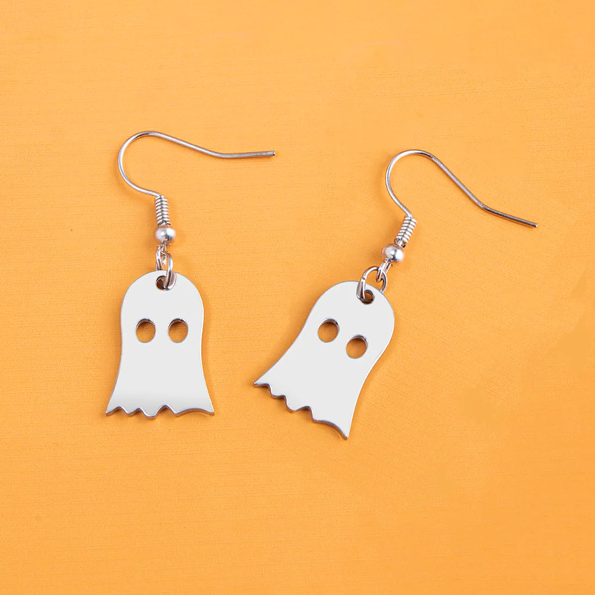 1 Pair Cartoon Style Funny Ghost Irregular Stainless Steel Drop Earrings