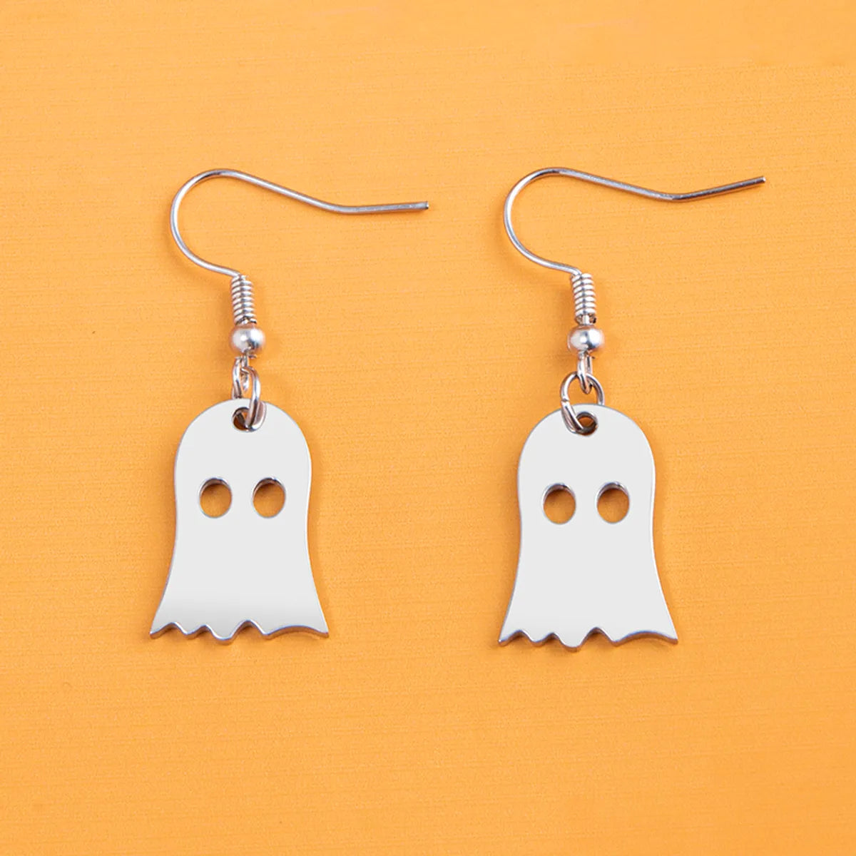 1 Pair Cartoon Style Funny Ghost Irregular Stainless Steel Drop Earrings