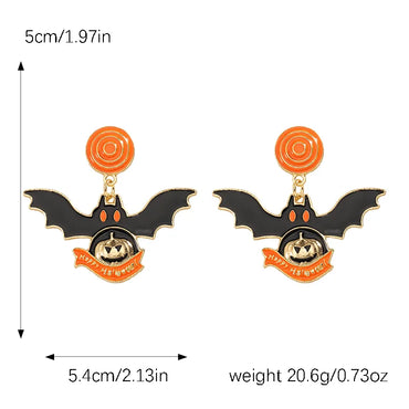 1 Pair Cartoon Style Funny Halloween Pattern Pumpkin Letter Alloy Drop Earrings