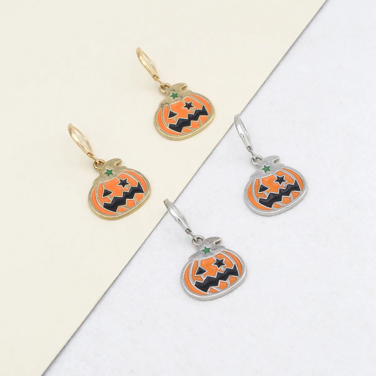 1 Pair Cartoon Style Hip-Hop Funny Pumpkin Plating Alloy Copper K Gold Plated Drop Earrings