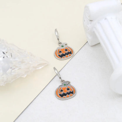 1 Pair Cartoon Style Hip-Hop Funny Pumpkin Plating Alloy Copper K Gold Plated Drop Earrings