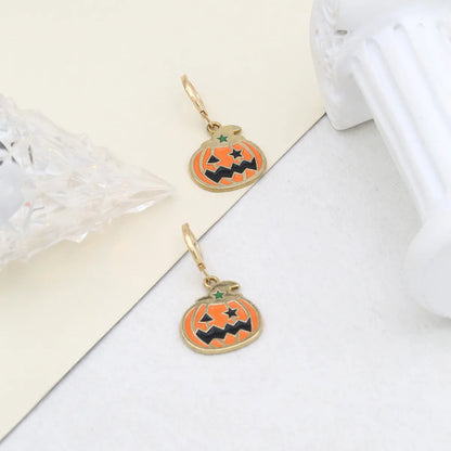 1 Pair Cartoon Style Hip-Hop Funny Pumpkin Plating Alloy Copper K Gold Plated Drop Earrings