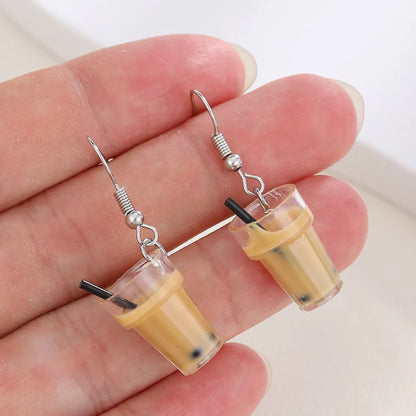 1 Pair Cartoon Style Milk Tea Plating Alloy 14k Gold Plated Drop Earrings