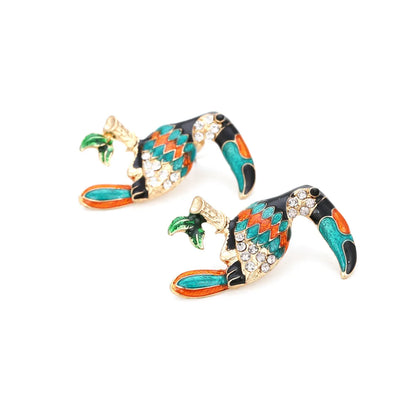 1 Pair Cartoon Style Parrot Enamel Alloy Ear Studs