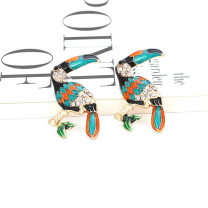 1 Pair Cartoon Style Parrot Enamel Alloy Ear Studs