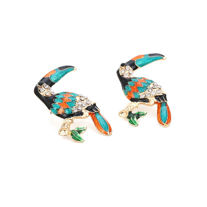 1 Pair Cartoon Style Parrot Enamel Alloy Ear Studs