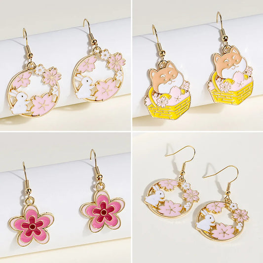 1 Pair Cartoon Style Rabbit Dog Alloy Women'S Earrings