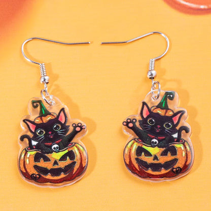 1 Pair Cartoon Style Retro Halloween Pattern Arylic Drop Earrings