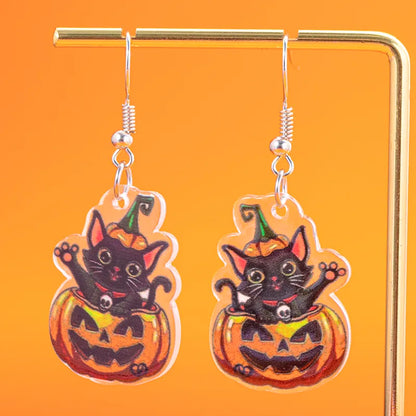 1 Pair Cartoon Style Retro Halloween Pattern Arylic Drop Earrings