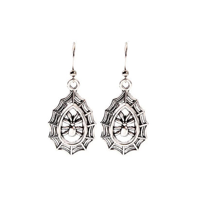 1 Pair Cartoon Style Retro Punk Spider Spider Web Plating Zinc Alloy Drop Earrings