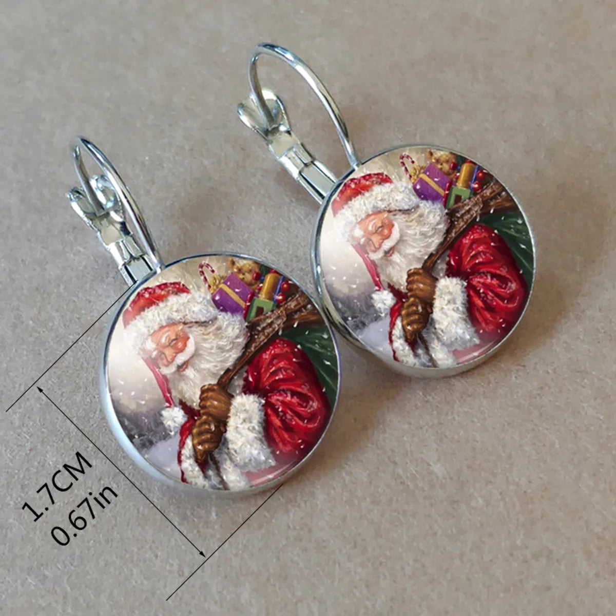 1 Pair Cartoon Style Santa Claus Inlay Alloy Glass Drop Earrings