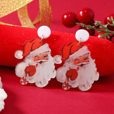 1 Pair Cartoon Style Santa Claus Painted Arylic Drop Earrings