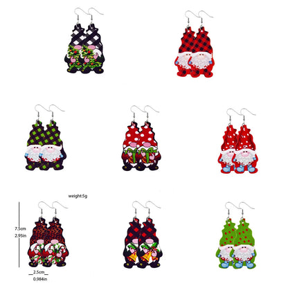 1 Pair Cartoon Style Santa Claus Pu Leather Drop Earrings