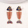 1 Pair Cartoon Style Simple Style Fish Bone Plating Zinc Alloy Artificial Rhinestones Drop Earrings