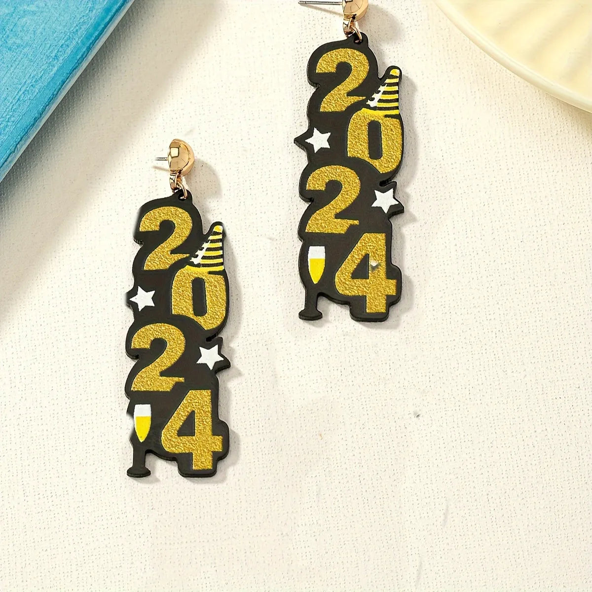 1 Pair Cartoon Style Simple Style Number Star Arylic Drop Earrings