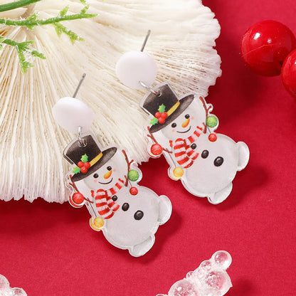 1 Pair Cartoon Style Snowman Painted Arylic Drop Earrings