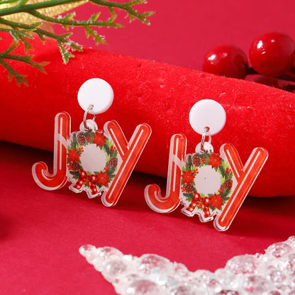 1 Pair Cartoon Style Snowman Painted Arylic Drop Earrings