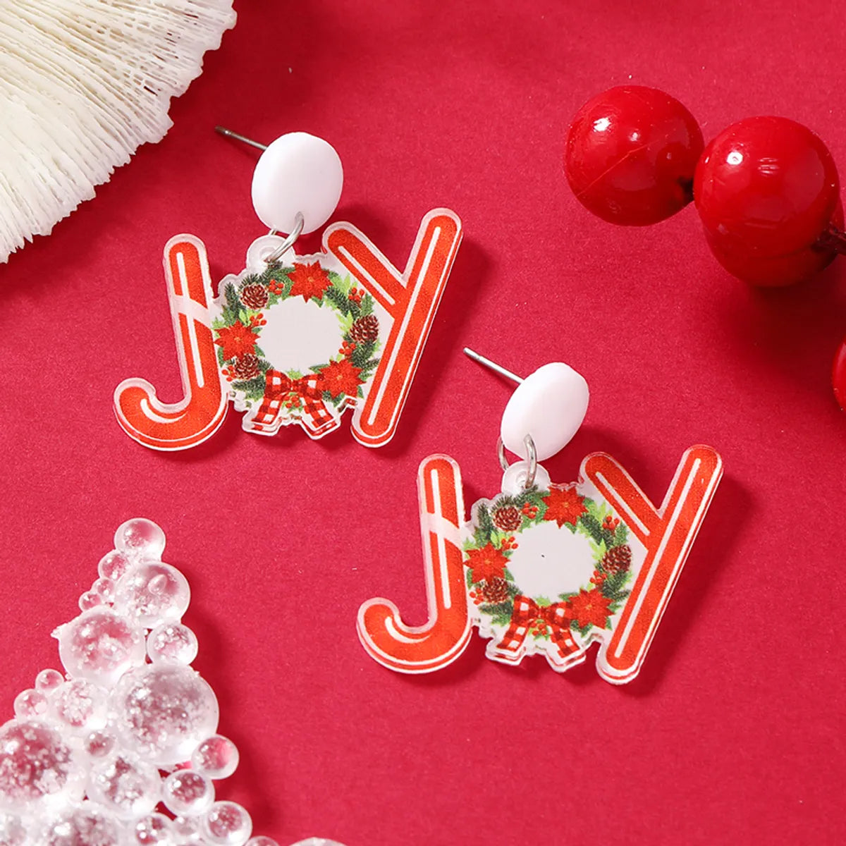 1 Pair Cartoon Style Snowman Painted Arylic Drop Earrings