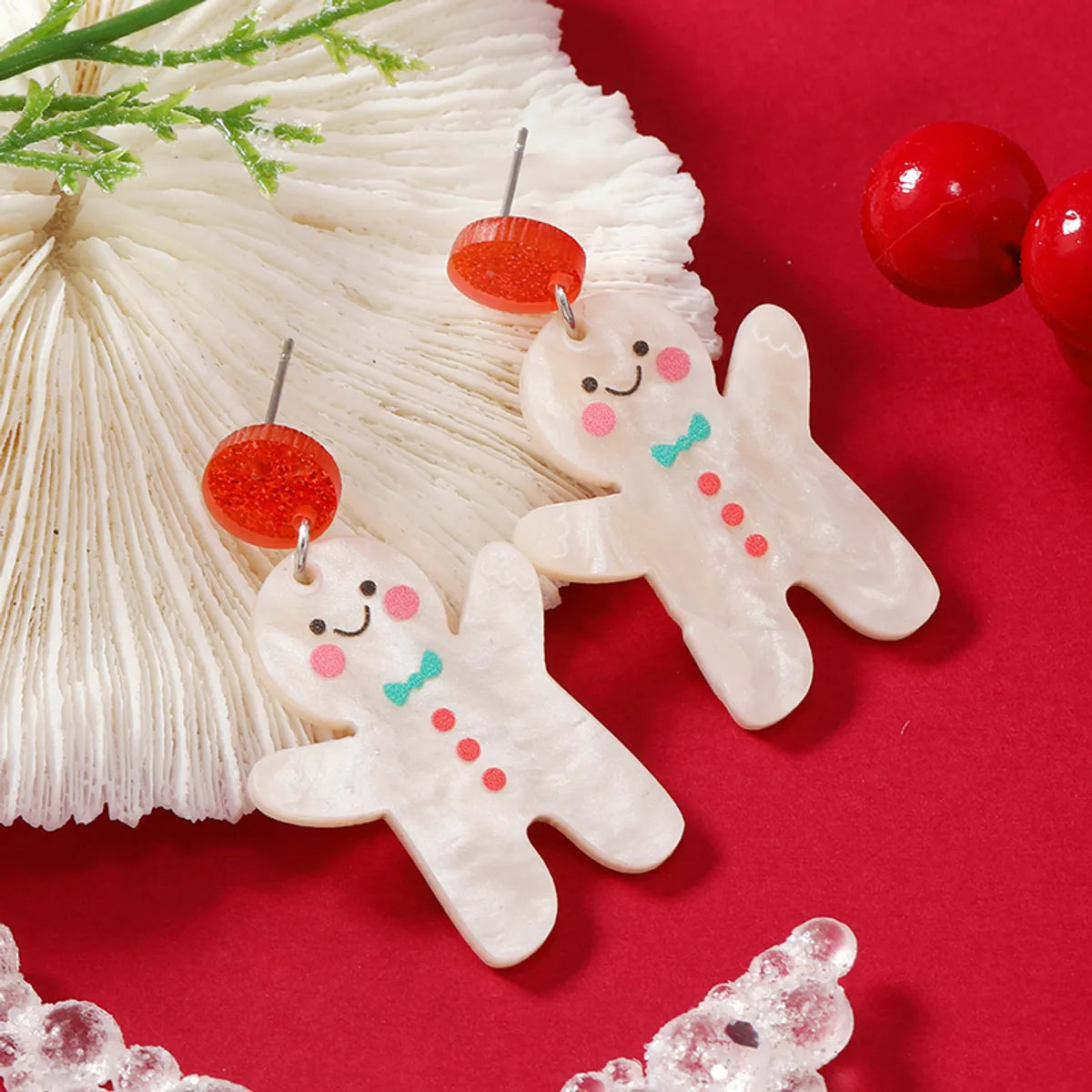 1 Pair Cartoon Style Snowman Painted Arylic Drop Earrings