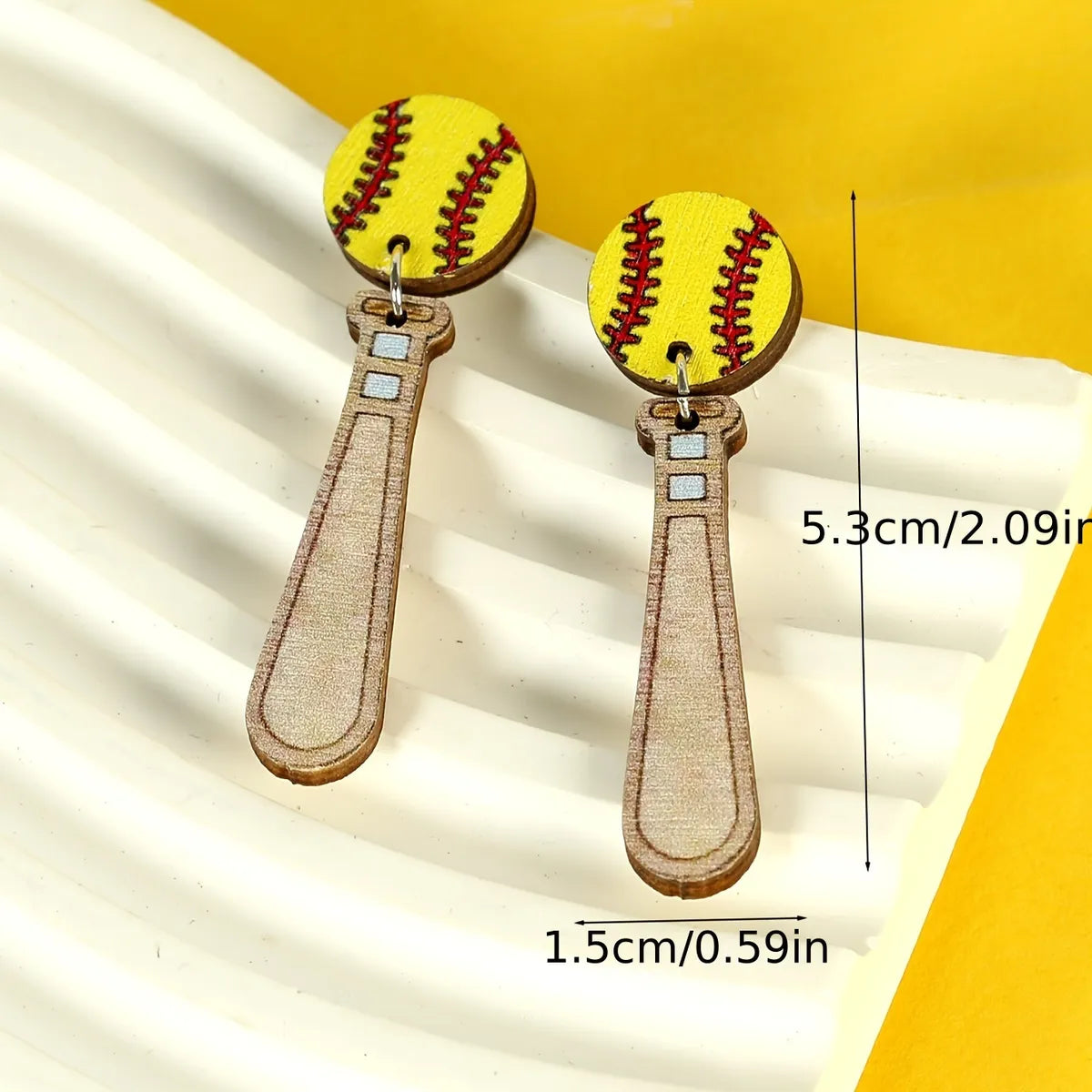 1 Pair Cartoon Style Sports Football Pencil Wood Drop Earrings