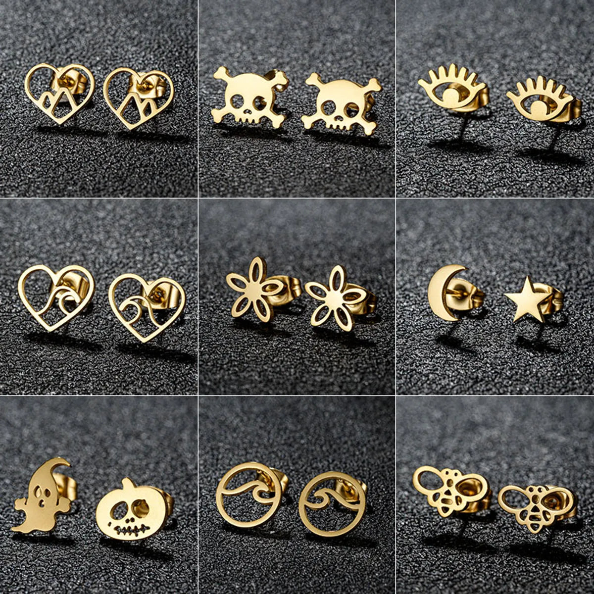 1 Pair Cartoon Style Sweet Animal Irregular Polishing Plating 304 Stainless Steel 18K Gold Plated Ear Studs