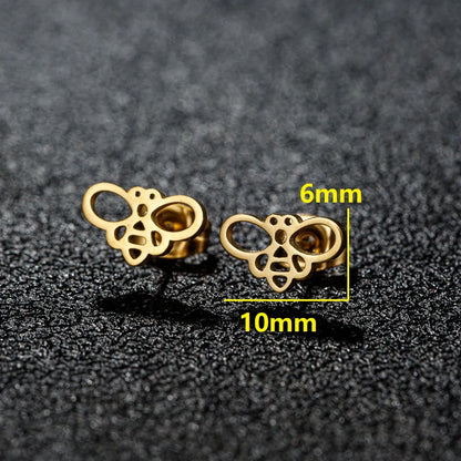 1 Pair Cartoon Style Sweet Animal Irregular Polishing Plating 304 Stainless Steel 18K Gold Plated Ear Studs