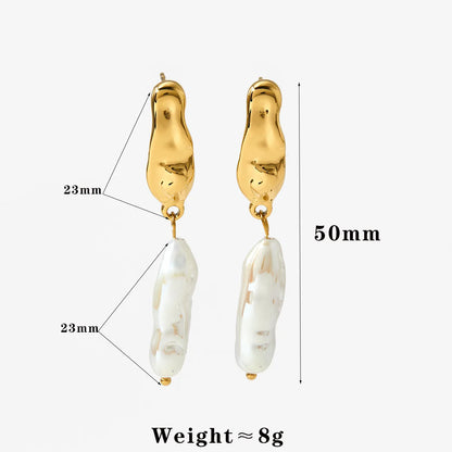 1 Pair Casual Artistic Irregular 304 Stainless Steel Imitation Pearl 16K Gold Plated White Gold Plated Gold Plated Drop Earrings