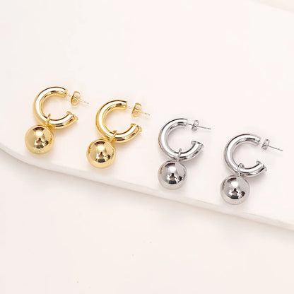 1 Pair Casual Ball Plating Copper Drop Earrings