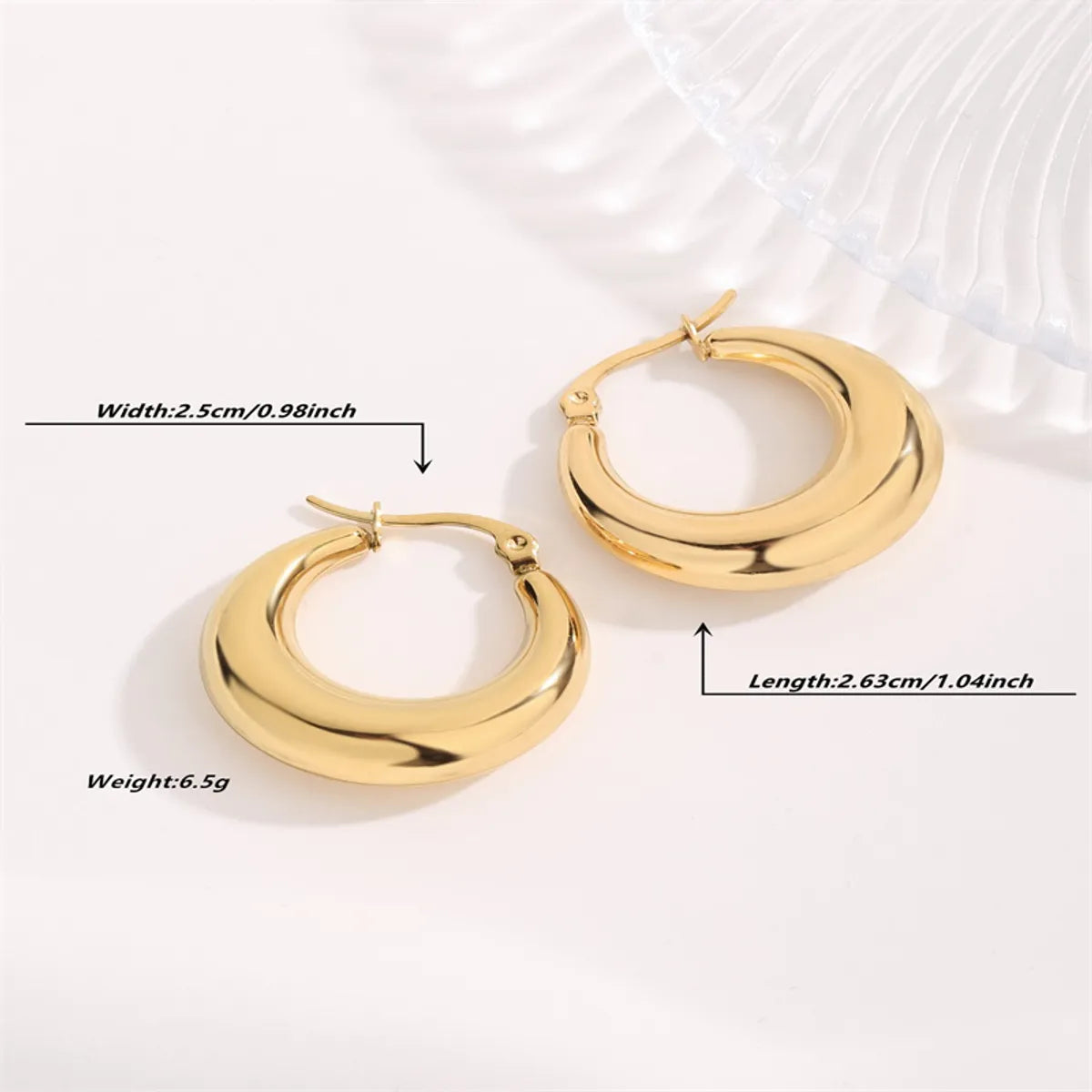 1 Pair Casual Basic Geometric Plating Titanium Steel 18k Gold Plated Earrings