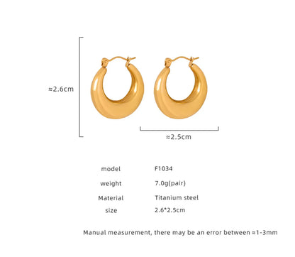 1 Pair Casual Basic Simple Style Solid Color Plating Titanium Steel 18k Gold Plated Earrings