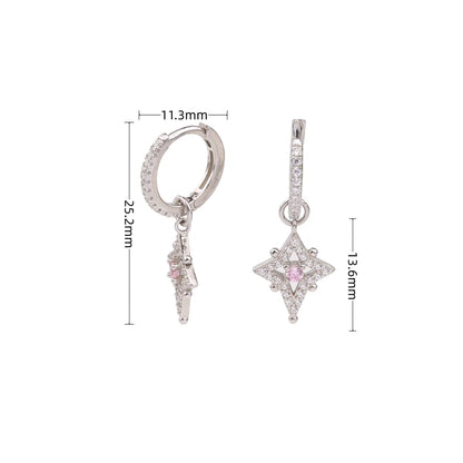 1 Pair Casual Basic Streetwear Star Plating Inlay Sterling Silver Zircon Drop Earrings