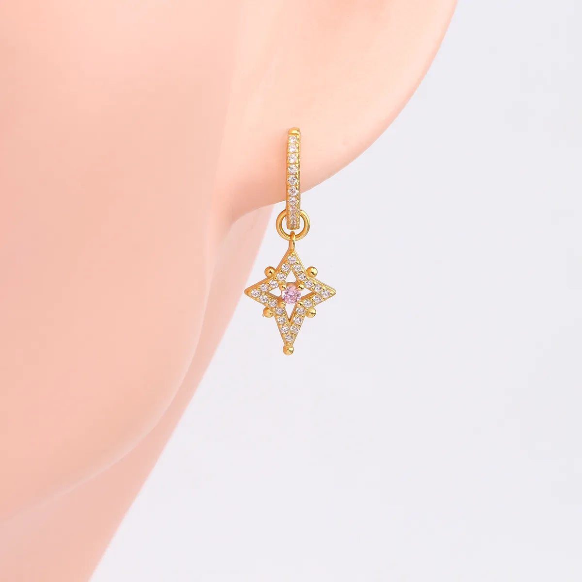 1 Pair Casual Basic Streetwear Star Plating Inlay Sterling Silver Zircon Drop Earrings