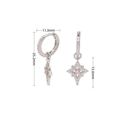 1 Pair Casual Basic Streetwear Star Plating Inlay Sterling Silver Zircon Drop Earrings