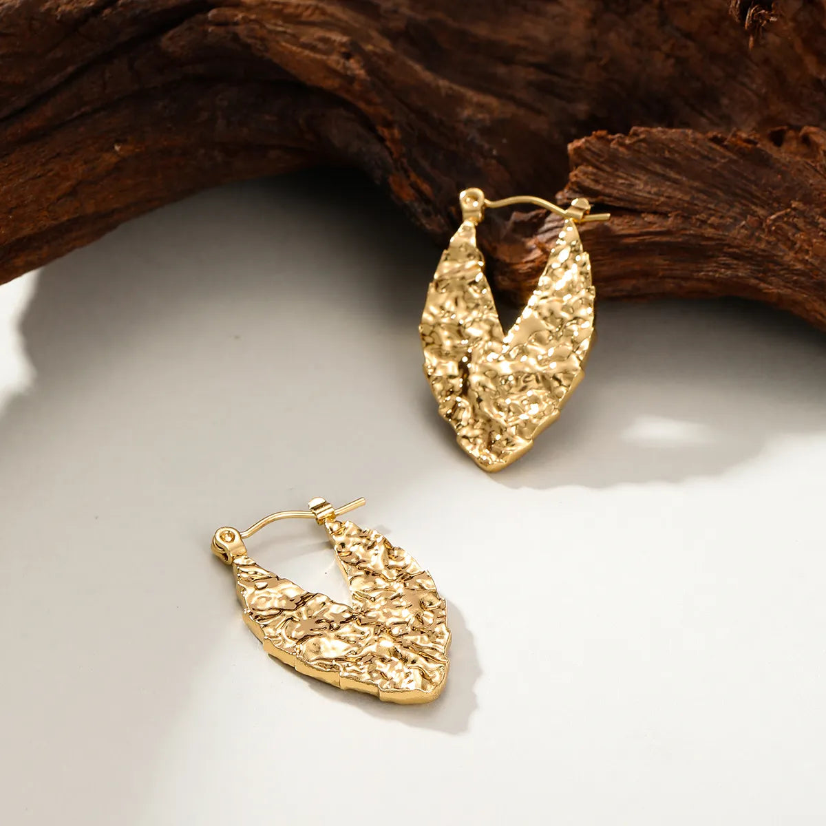 1 Pair Casual Basic V Shape Leaf Plating Stainless Steel 18k Gold Plated Earrings