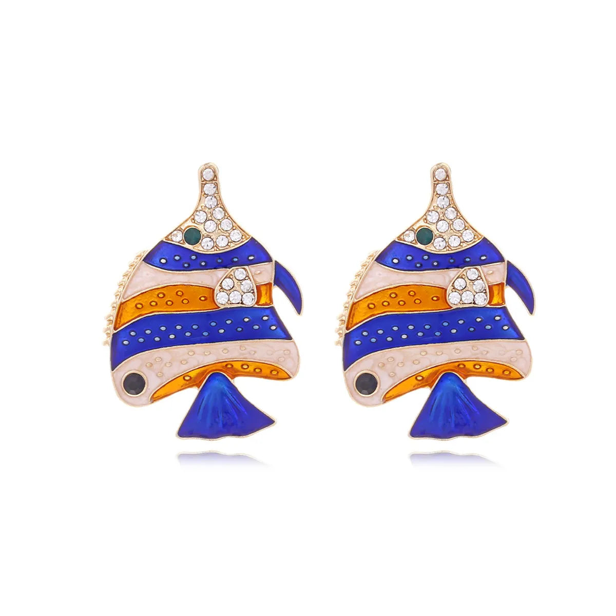 1 Pair Casual Beach Fish Enamel Inlay Zinc Alloy Rhinestones Ear Studs